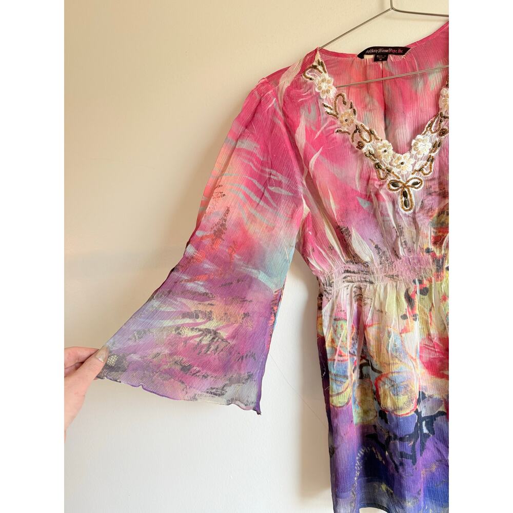 Y2k Flowy Top Vintage Mushka Sienna Rose Medium - Picture 5 of 6